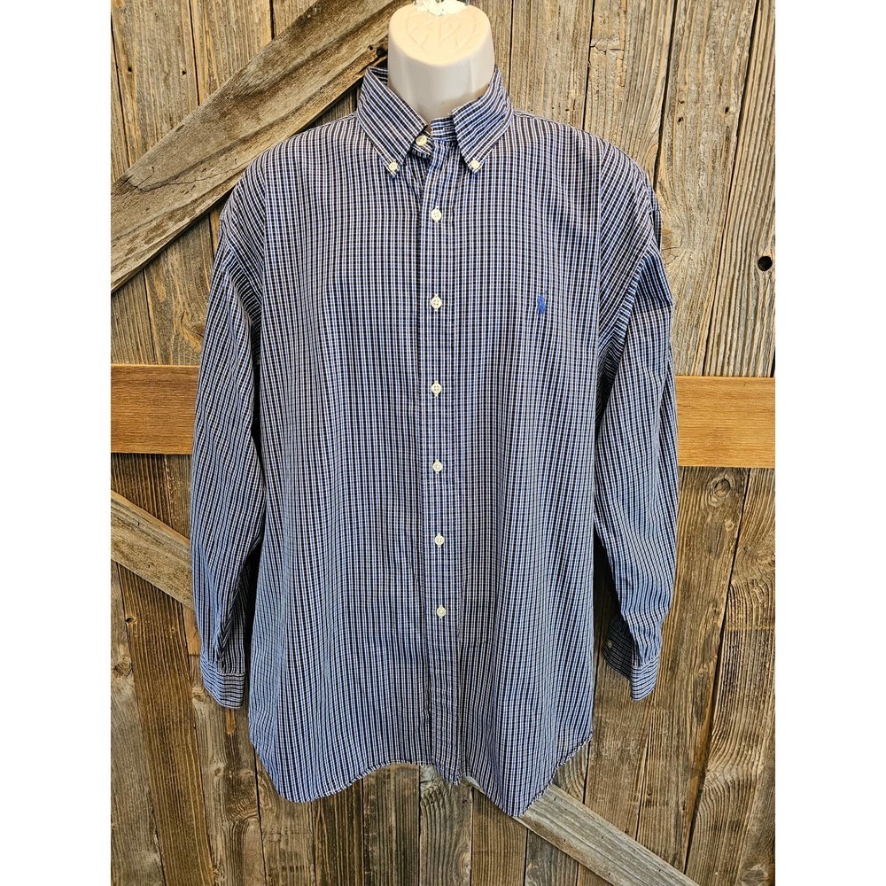 Ralph lauren Blake long sleeve button up shirt size XL Blue check